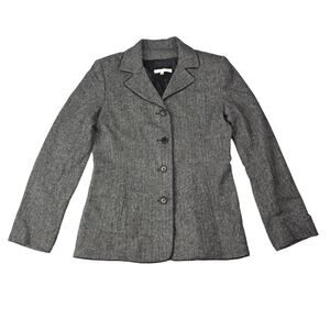 Dimension Blazer Jacket Womens 36 Gray Wool Herringbone Tweed Lined Career Work